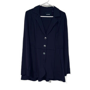 Nic + Zoe Navy Three-Button Seamed Riding Jacket Blazer Large